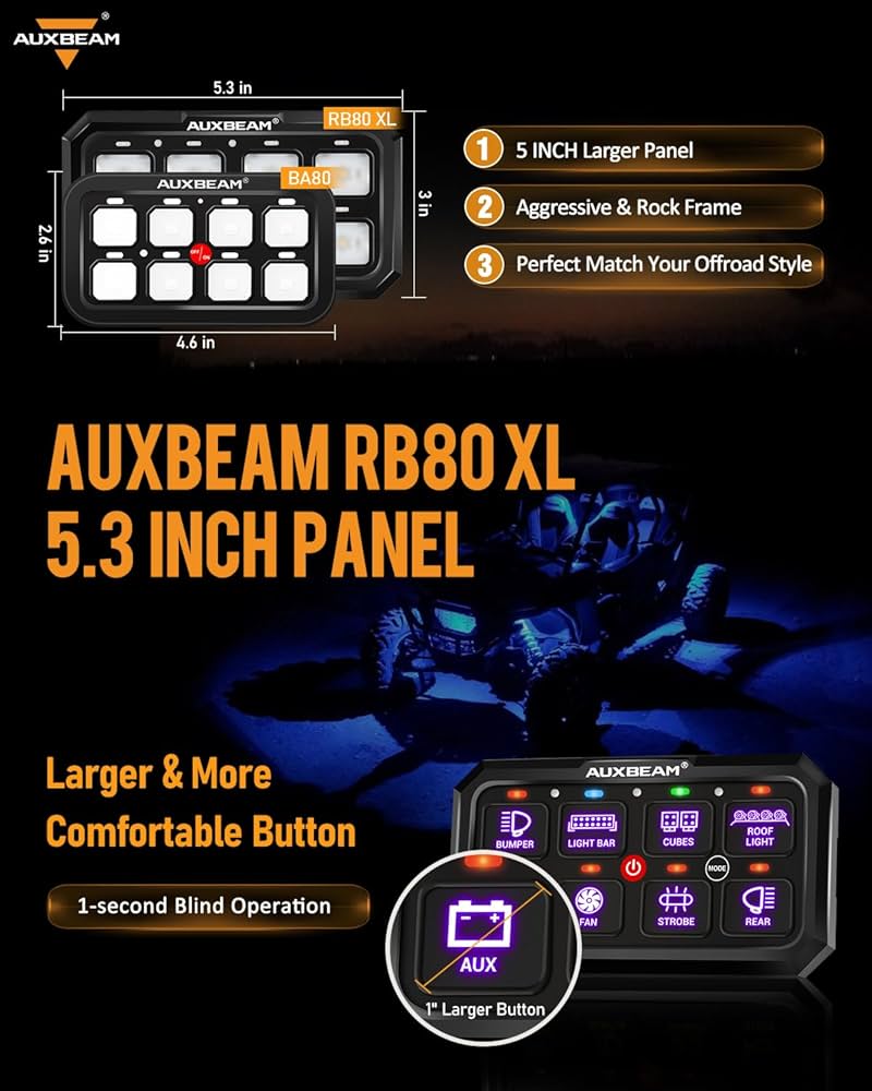 Auxbeam 8ギャングスイッチパネル RB80 Amazon.co.jp: Auxbeam 8ギャングスイッチパネル RB80 XL 5.3