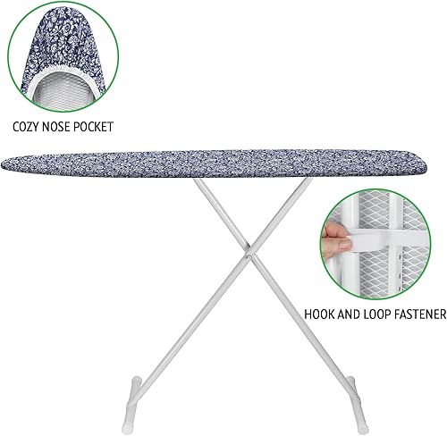 Miniatura 5 de Funda y almohadilla para tabla de planchar de 15 x 54 pulgadas, funda estándar para tabla de planchar con borde elástico y cierres de , fundas de