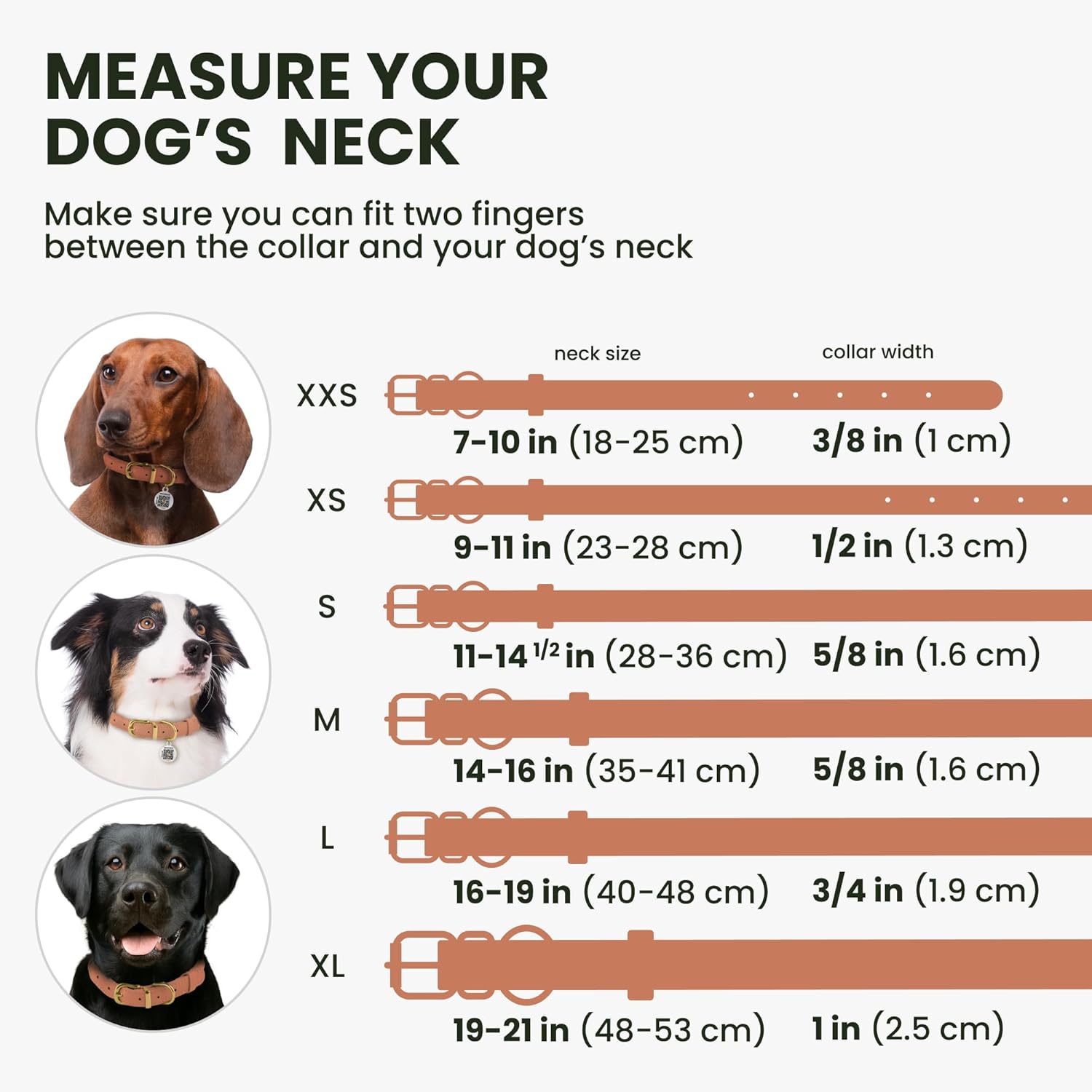BronzeDog Rolled Leather Dog Collar with QR ID Tag, Adjustable Soft Round Collars for Small Medium Large Dogs Puppy (19" - 21" Neck Size, Peach)
