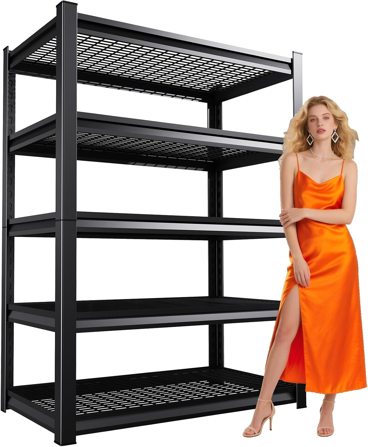 Garage Shelving Heavy Duty, Garage Storage Shelves 3000LBS Industrial Shelving Unit, Adjustable Metal Shelving, Steel Garag Organizer, Rack Shelf for Basement (1, 72 ”H×46”W×20.1”D)