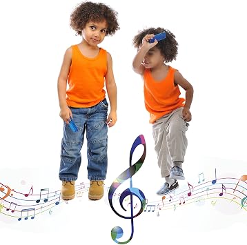 Harmonica for Kids, 10 Hole Translucent Harmonica with Case, 2 Pack C Key Blues Harmonica, Educational Musical Toy for Beginners, Party Favors, Birthday (Blue, Pink)