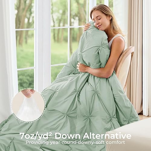 Miniatura 2 de Sasttie - Juego de edredón tamaño King, 7 piezas en una bolsa, juegos de cama con pinzas para todas las estaciones, incluye edredón, sábana plana,