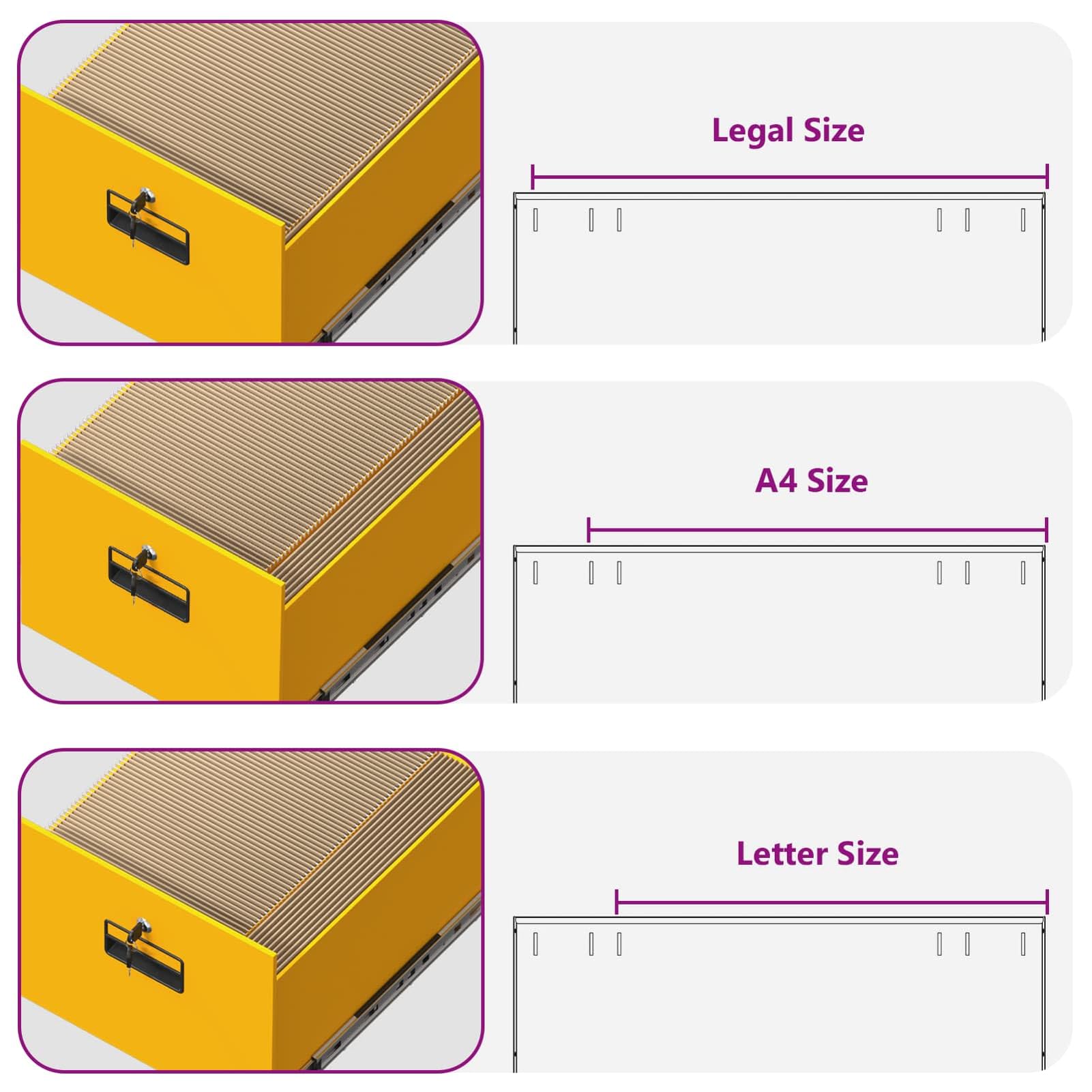 Armadietto con 8 Cassetti 2 Pezzi Giallo Senape in Acciaio Laminato a Freddo 44x50x139cm per Ufficio Studio