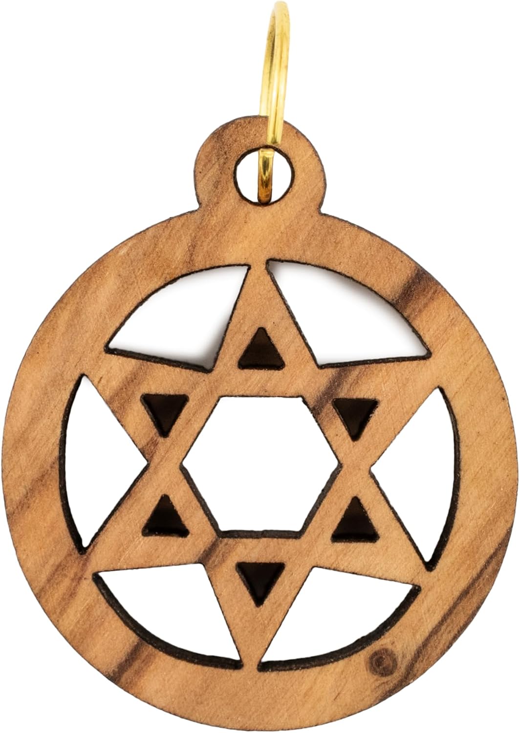 Olive Wood Pendant Star of David: Handcrafted by Palestinian Artisans, Bethlehem Sacred Keepsake