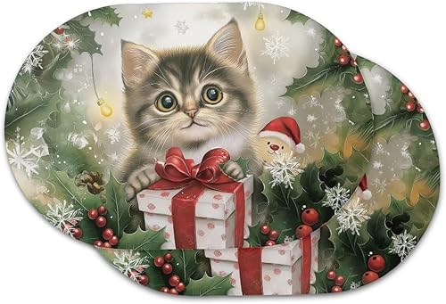 Miniatura 53 de Juego de 6 manteles individuales lavables para mesa de comedor, resistentes al calor, mesa de cocina, decoración del hogar, lavable, ovalada, de