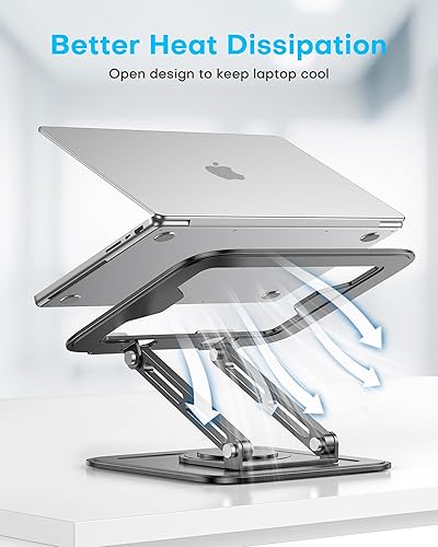 Miniatura 5 de Soporte ajustable para laptop, soporte para computadora con base giratoria de 360, soporte ergonómico para computadora portátil para escritorio,