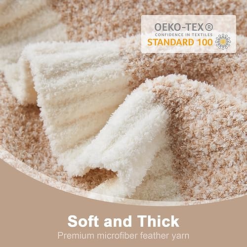 Miniatura 4 de Snuggle Sac Mantas de microfibra de lujo, mantas reversibles súper suaves, cálidas y acogedoras, de punto mullido, para cama, sofá, campamento,