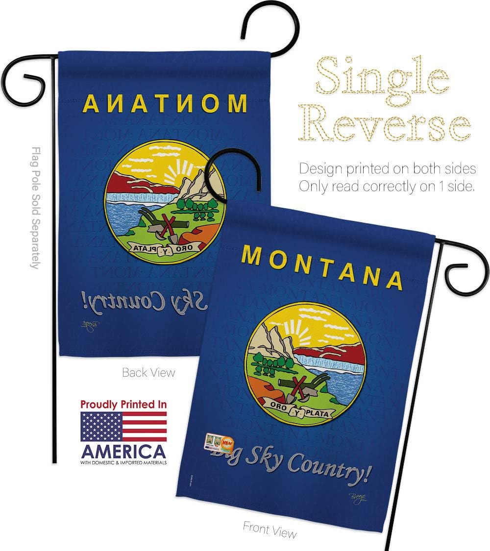 Montana Garden Flag Set Wall Holder Americana States USA American Territories Republic Country Particular Area Small Decorative Gift Yard House Banner Made In 13 X 18.5