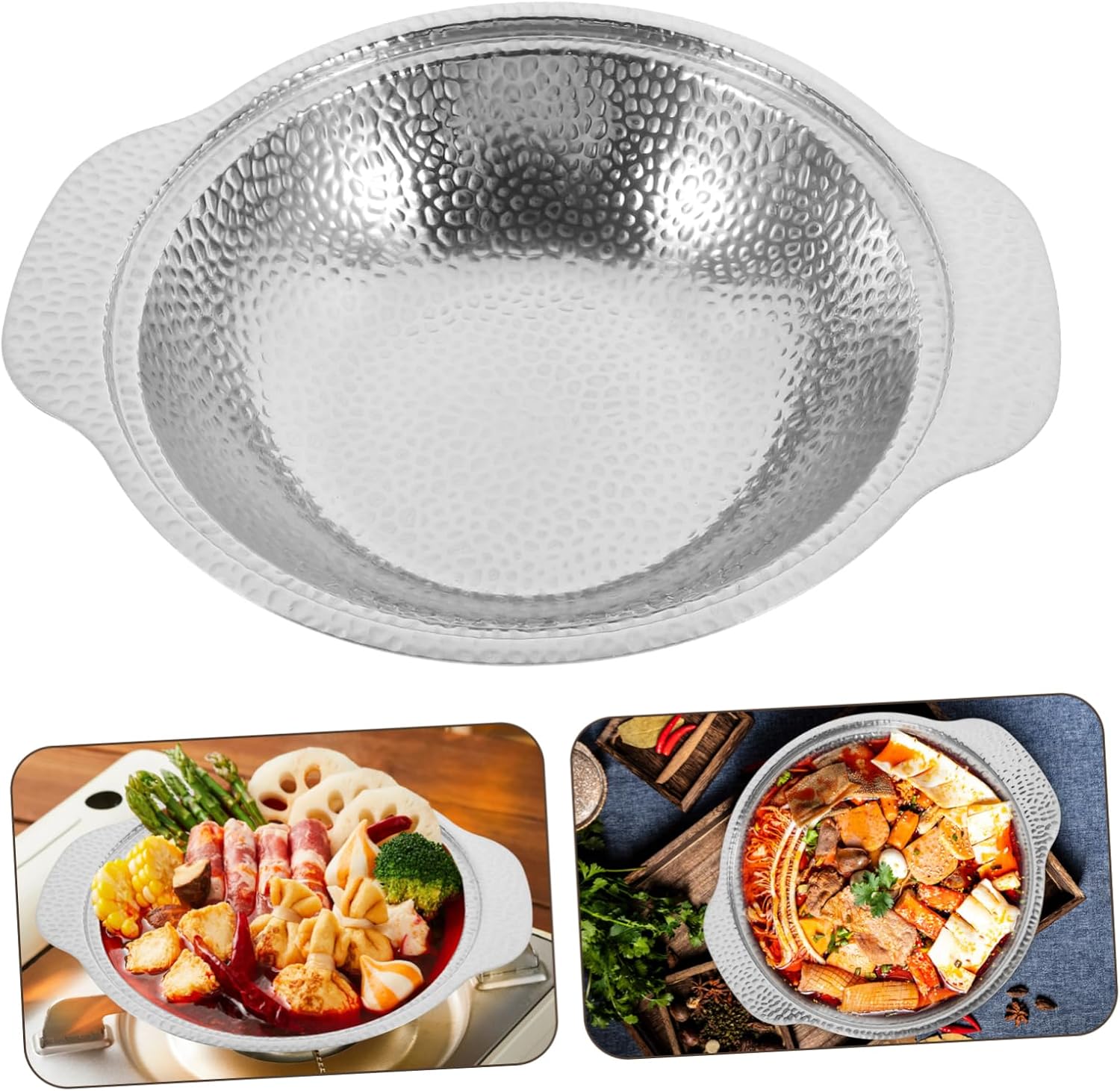 Japanese Style Stainless Steel Sukiyaki Hot Pot with Double Handles
