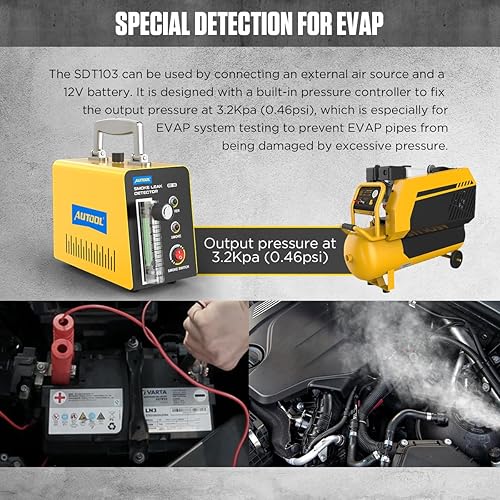 Miniatura 28 de AUTOOL Detector de plomo de la máquina de humo automotriz DC 12V EVAP Probador de diagnóstico de vacío con bomba de aire incorporada para sistema