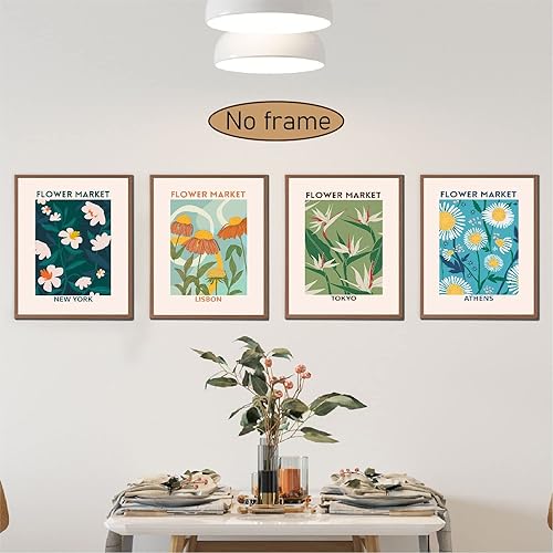 Miniatura 3 de VNWEK Póster abstracto de Matisse Art Flower Market botánico floral para pared, sin marco, 8 x 10 pulgadas, juego de 4, decoración de arte moderno