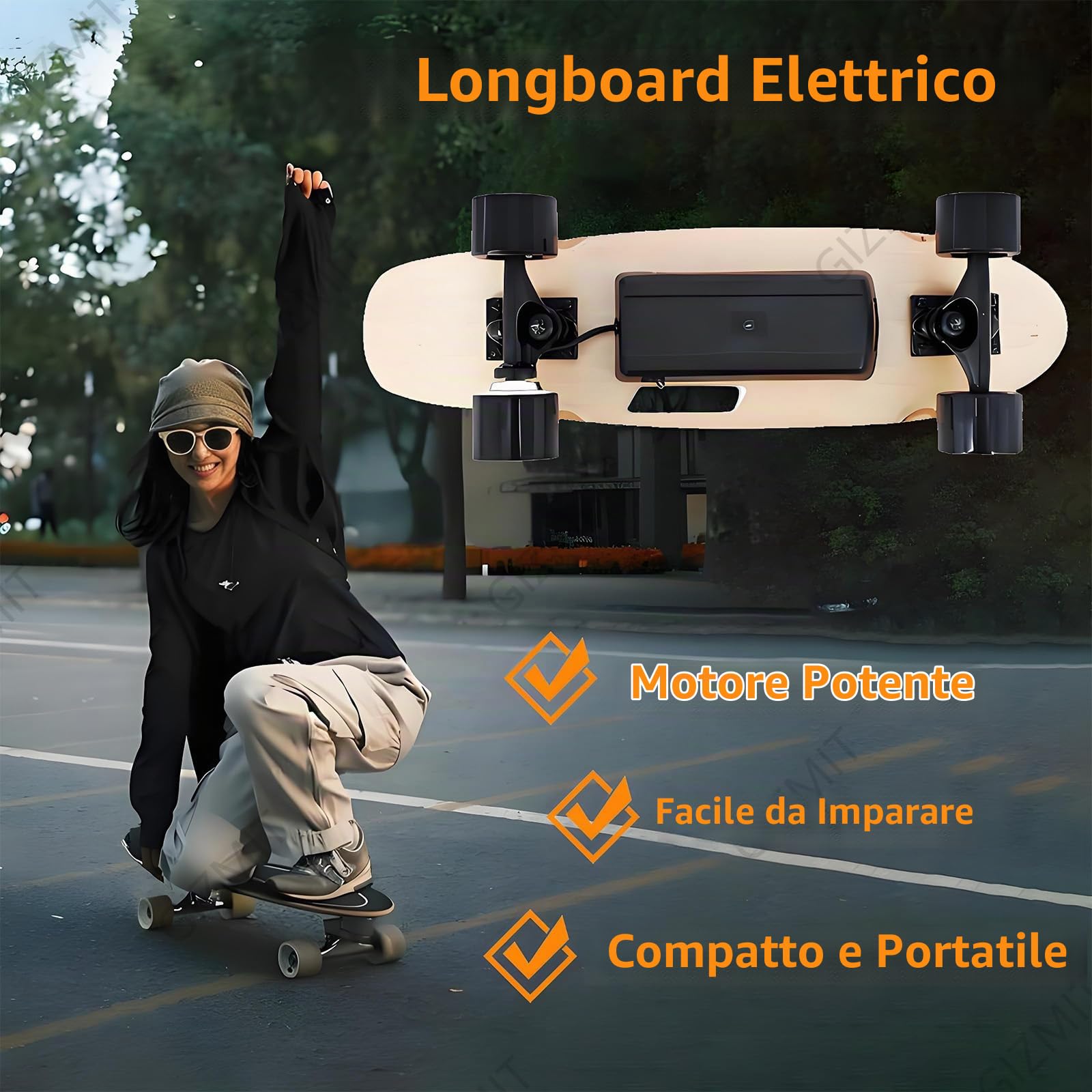 Skateboard elettrici per adulti, skateboard elettrico per tutti i terreni con telecomando - velocità massima 15mph, autonomia 8 miglia, skateboard per adolescenti e adulti, struttura resistente