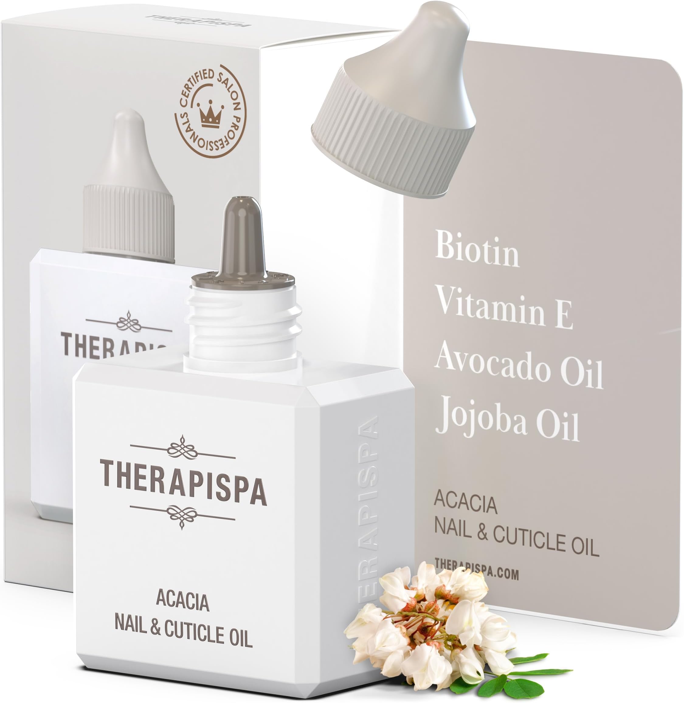 THERAPISPA Nail & Cuticle Oil with Avocado, Jojoba, Biotin & Vitamin E – Promotes Nail Growth, Strengthens & Repairs Dry, Brittle Nails & Cuticles (Acacia, 2.0 fl oz)