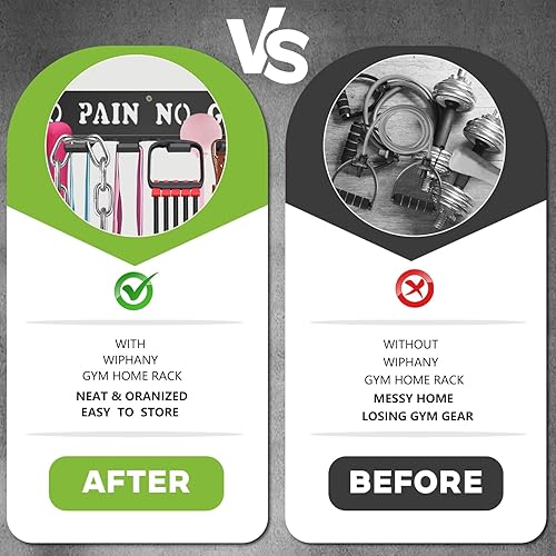 Miniatura 6 de Estante de entrenamiento de pared de metal negro de calibre pesado multiusos, organizador de montaje en pared para equipo de entrenamiento Dolor