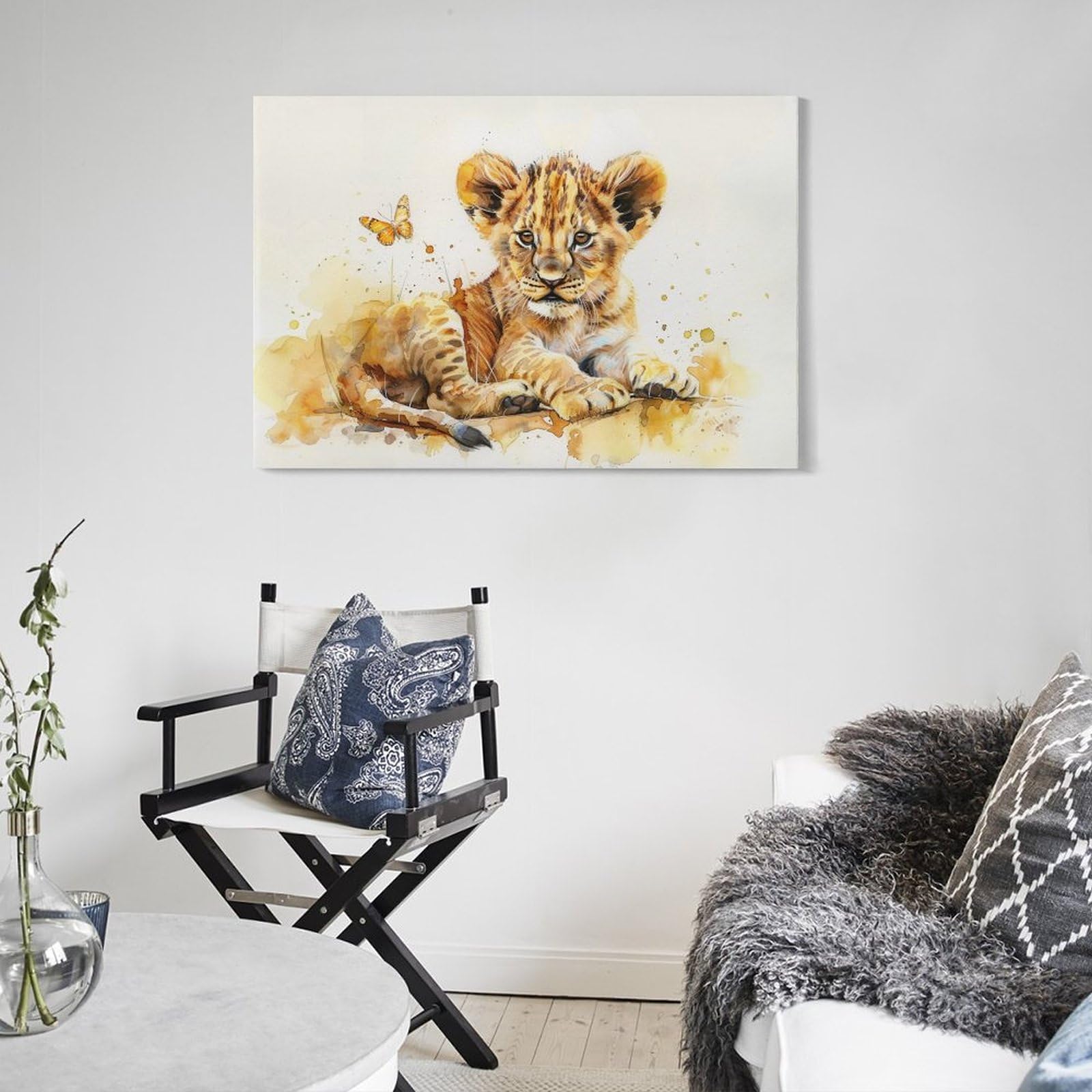 Amazon.co.jp: 絵画 かわいい小さなライオン アートパネル ポスター