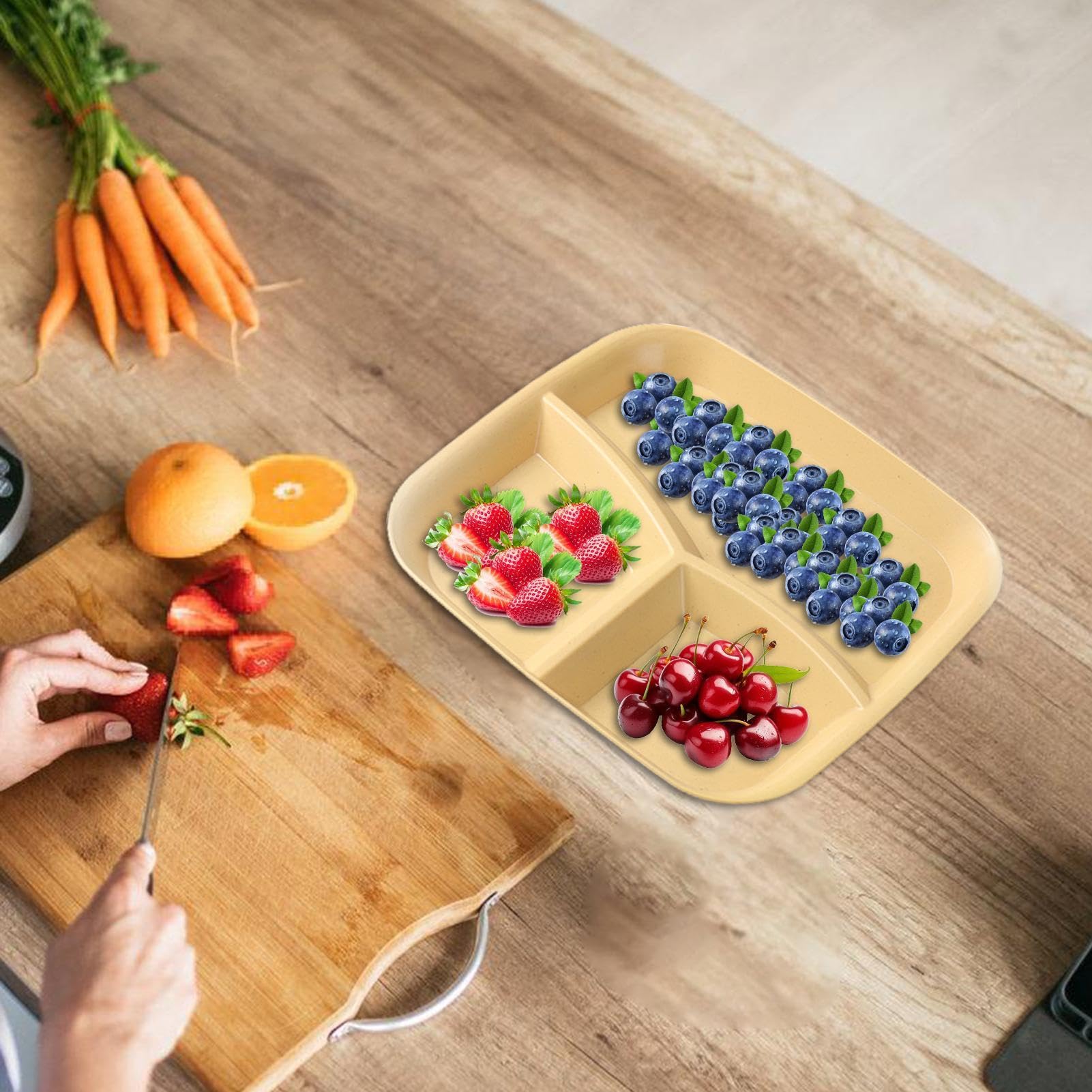Assiettes à Compartiments pour Adultes Plateau de Service 3 Compartments
