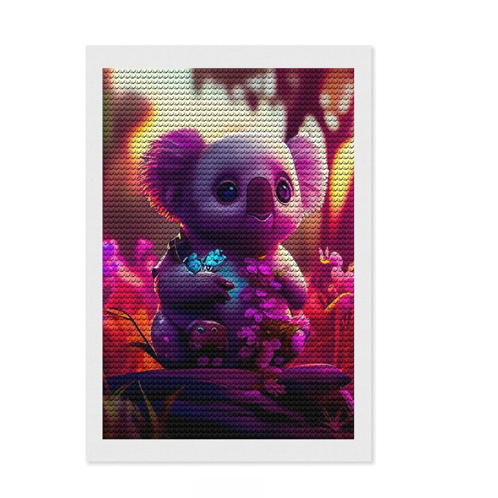Junmoney Koala Crystal Diamond Art Kit 8"x12", Easy to Enjoy, Cute Room Decor, with Tool Kit, Artistic Hobby, Vintage Style Decor