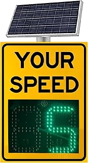 Señal De Radar Solar De 20'' X 27''/24'' X 35'', Señales De Radar con Detector De Velocidad Digital, Señales De Tráfico De Radar LED Solares 3DigitDisplayYellow-60×90cm/24×35in