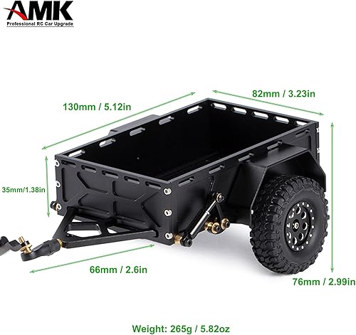 Miniatura 2 de Remolque TRX4M de aluminio para transportar detrás del coche con soporte de enganche y receptor 118 Escala Accesorios para 116 118 124 RC Crawler