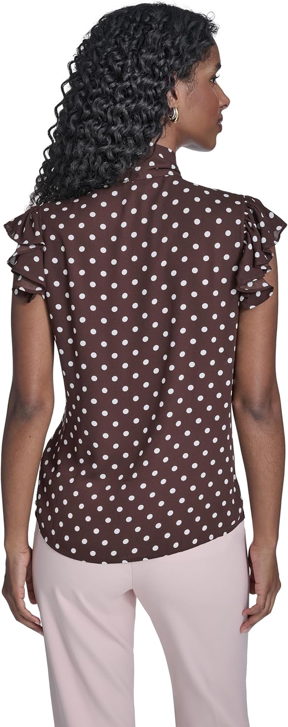 Tommy Hilfiger Womens Sleeveless Starbusrt Ruffle Blouse - Image 4