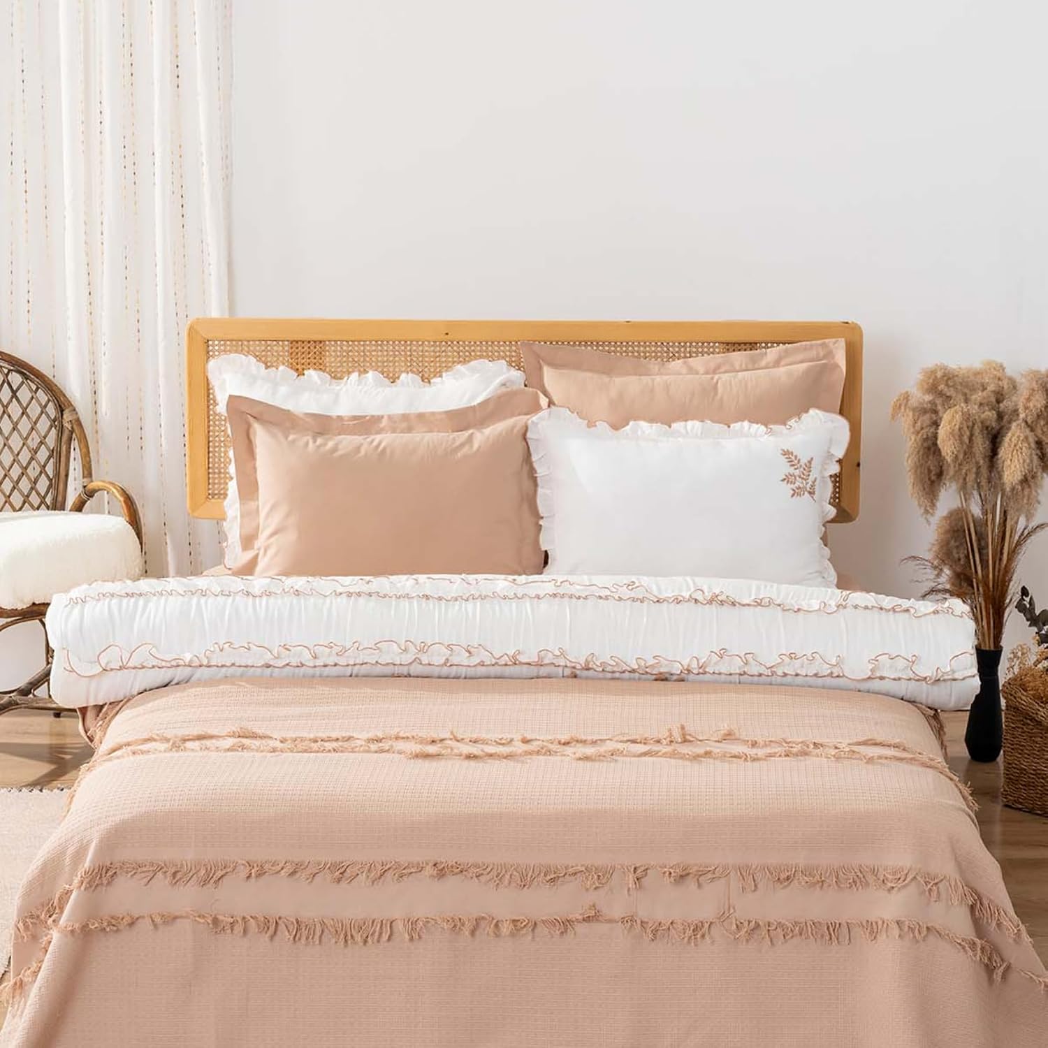 7-Piece 100% Cotton Bedding Set with Bedspread, Duvet Cover, Flat Sheet & Pillowcases | Oversized Cotton Bedspread Set for Bedroom & Everyday Use