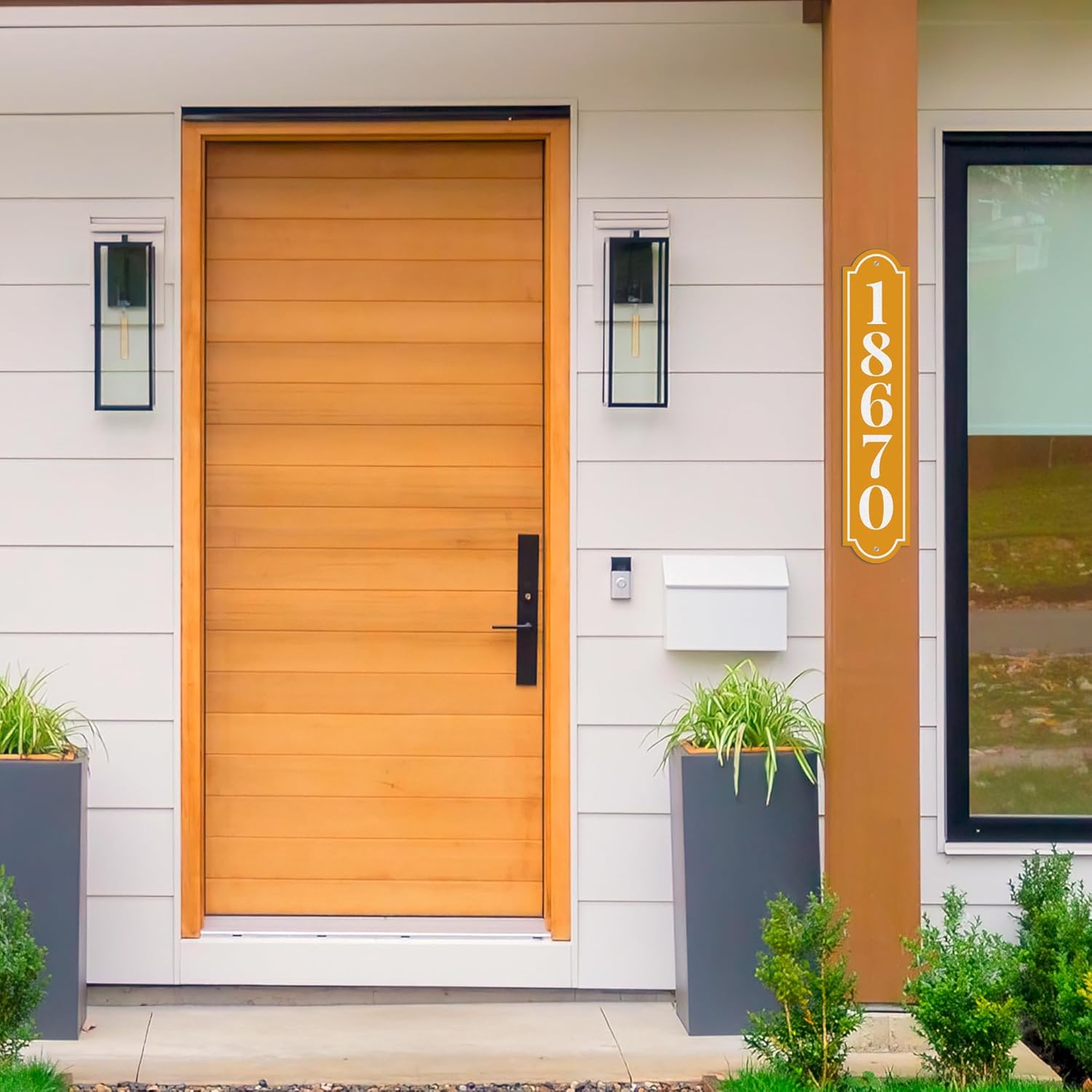 Modern House Numbers - Custom Address Sign - Reflective Mailbox Numbers - Mailbox Post Sign - Vertical Address Plaque - House Wall Plaque (C01)