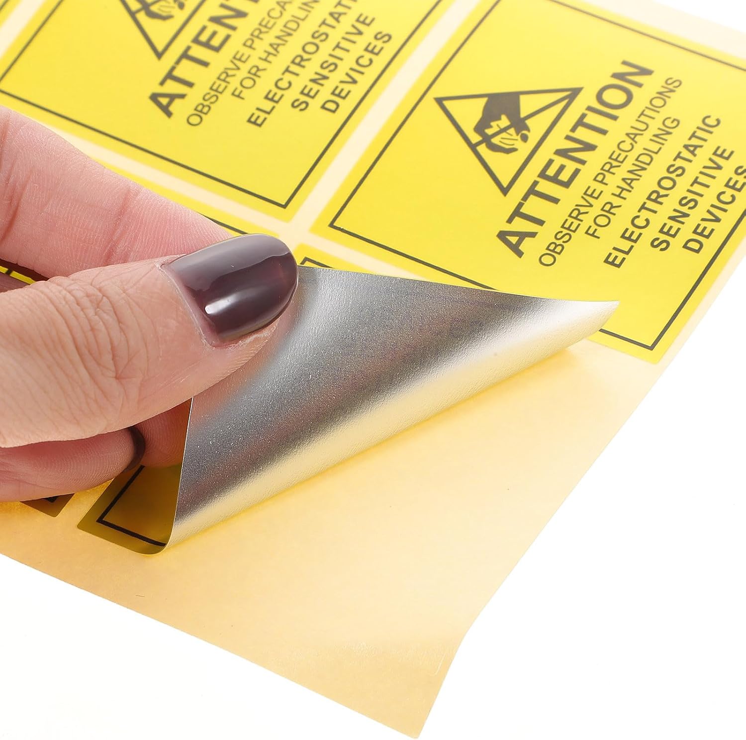 Electrostatic Warning Stickers Static Cautious Labels 450pcs Yellow Strong Adhesion Paper Material for Industrial Safety and Packaging