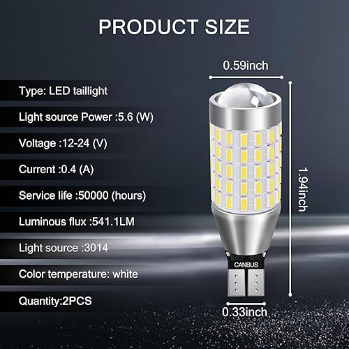 Miniatura 2 de 2 luces LED de marcha atrás para automóvil, 3014-87WFPC 360 grados luminosas modificadas de alto brillo luz trasera de respaldo, potente bombilla de