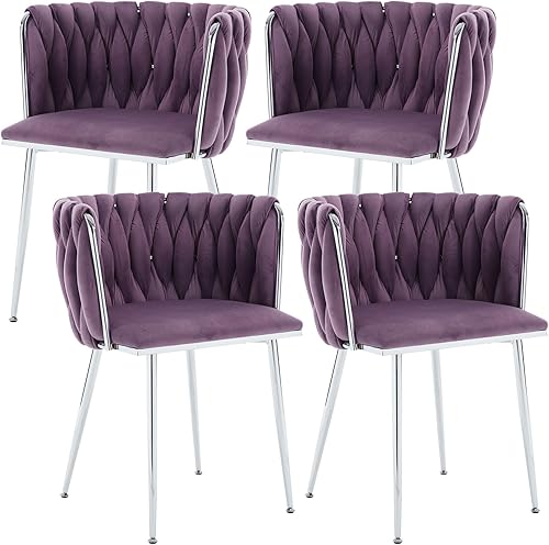 Miniatura 31 de Juego de 2 sillas de comedor de terciopelo morado, sillas tapizadas para cocina y comedor, sillas de lujo para ocio, sillas de acento modernas,