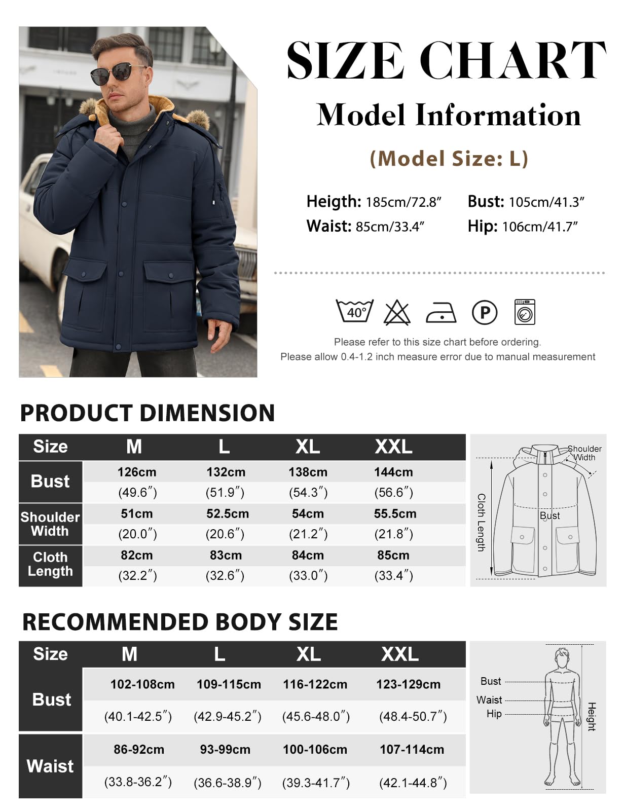 TOMEEK Chaqueta Hombre Invierno Abrigo Cálido Parka con Capucha y Bolsillos Chaqueta Acolchada Térmica Abrigos Cazadora Forro Polar Grueso Casual Chaquetas para Hombre | Acolchada Térmica con Bolsillos, Abrigos, Cazadora con Forro Polar Grueso, Chaquetas