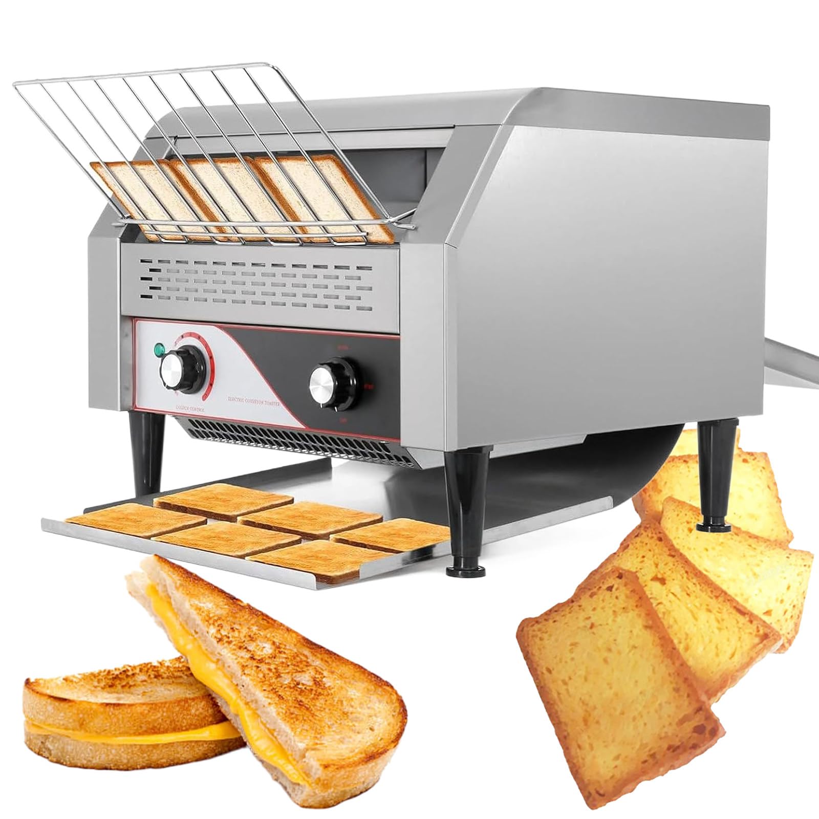 Zeekyfor 450 Slices Countertop Conveyor Toaster 300-/Hour, Commercial Conveyor Toaster Oven For Bread Bun Bagel Baked Food, 7-Level Adjustments,