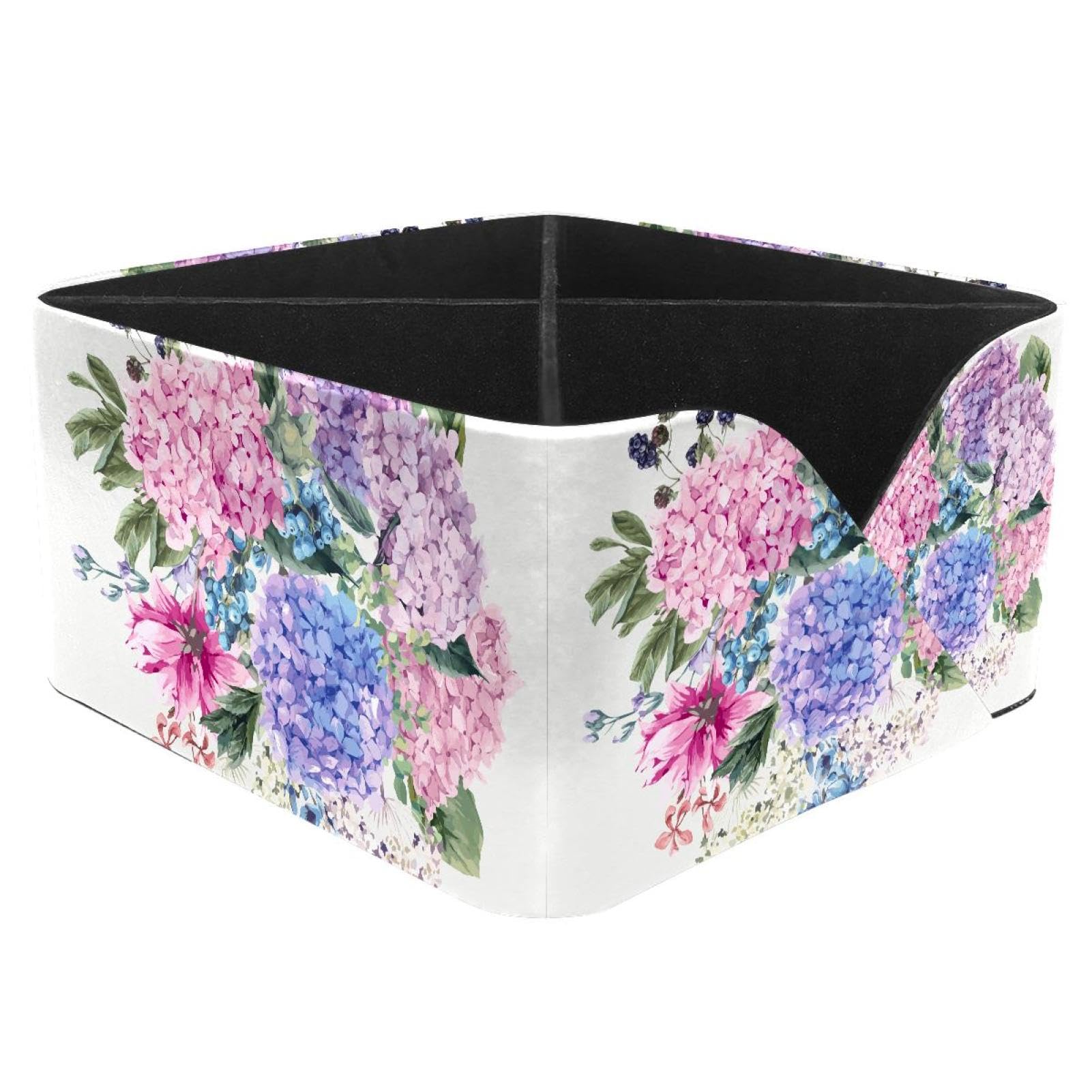 KengjuTesu Hydrangea Desktop Organizer Pen Holder, Rectangular Pencil Cup for Office, Study and Makeup Stations