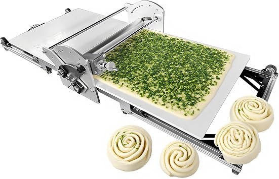 Folding Dough Rolling Machine with Sheeter Board, Stainless Steel Electric Dough Sheeter for Home Electric Dough Roller Machine with Thickness Adjustable for Making Fudge Crust, Pizza Dough