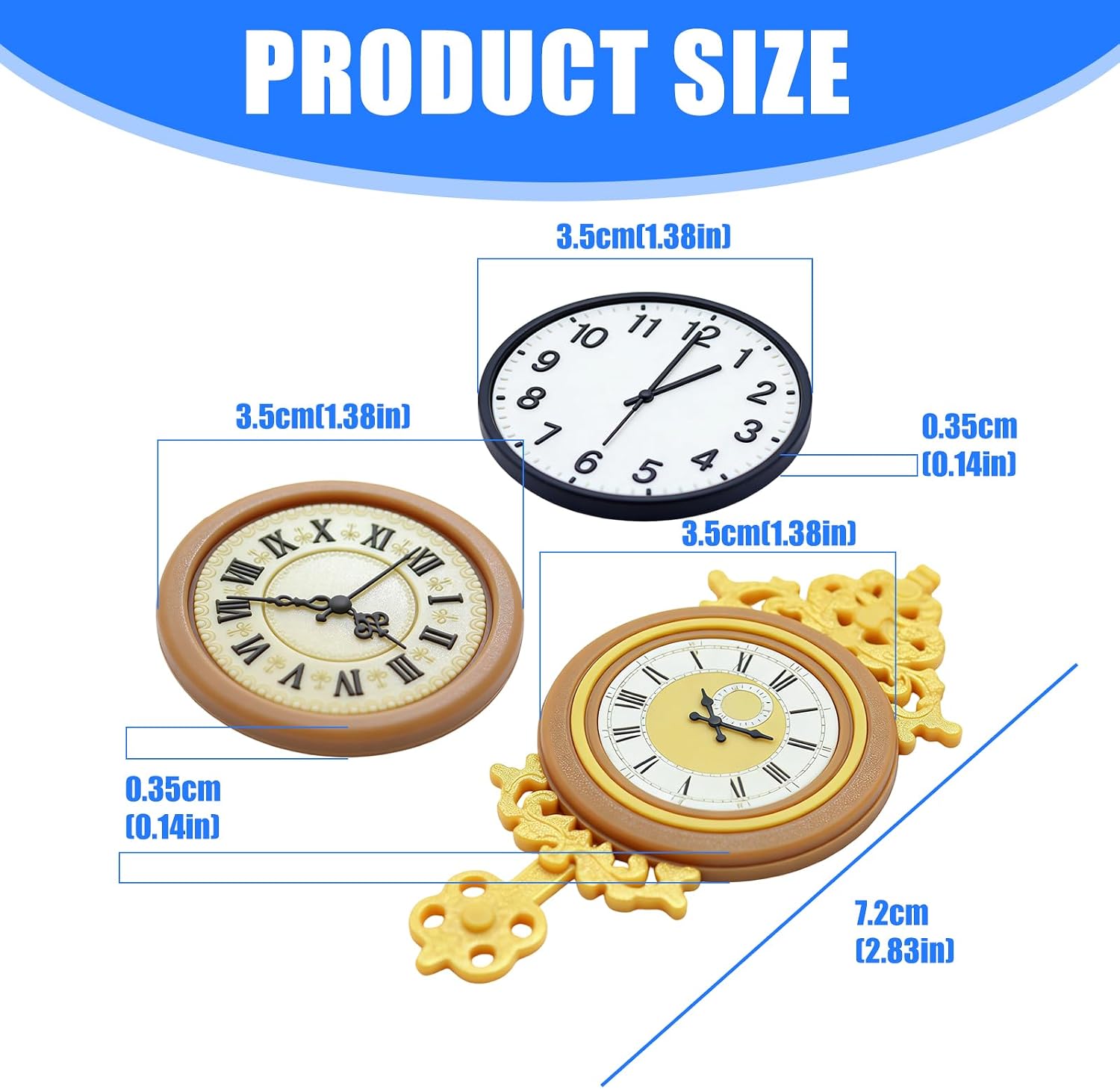 Exquisite Miniature Retro European Clock for Dollhouses Miniature Decor ABS Dollhouses Clock