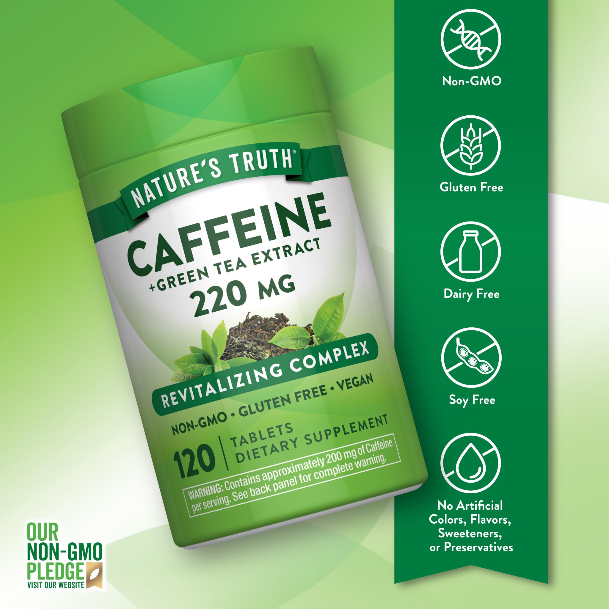 Nature's Truth Caffeine Pills | 220mg | 120 Count | with Green Tea Extract — Amazon image 3