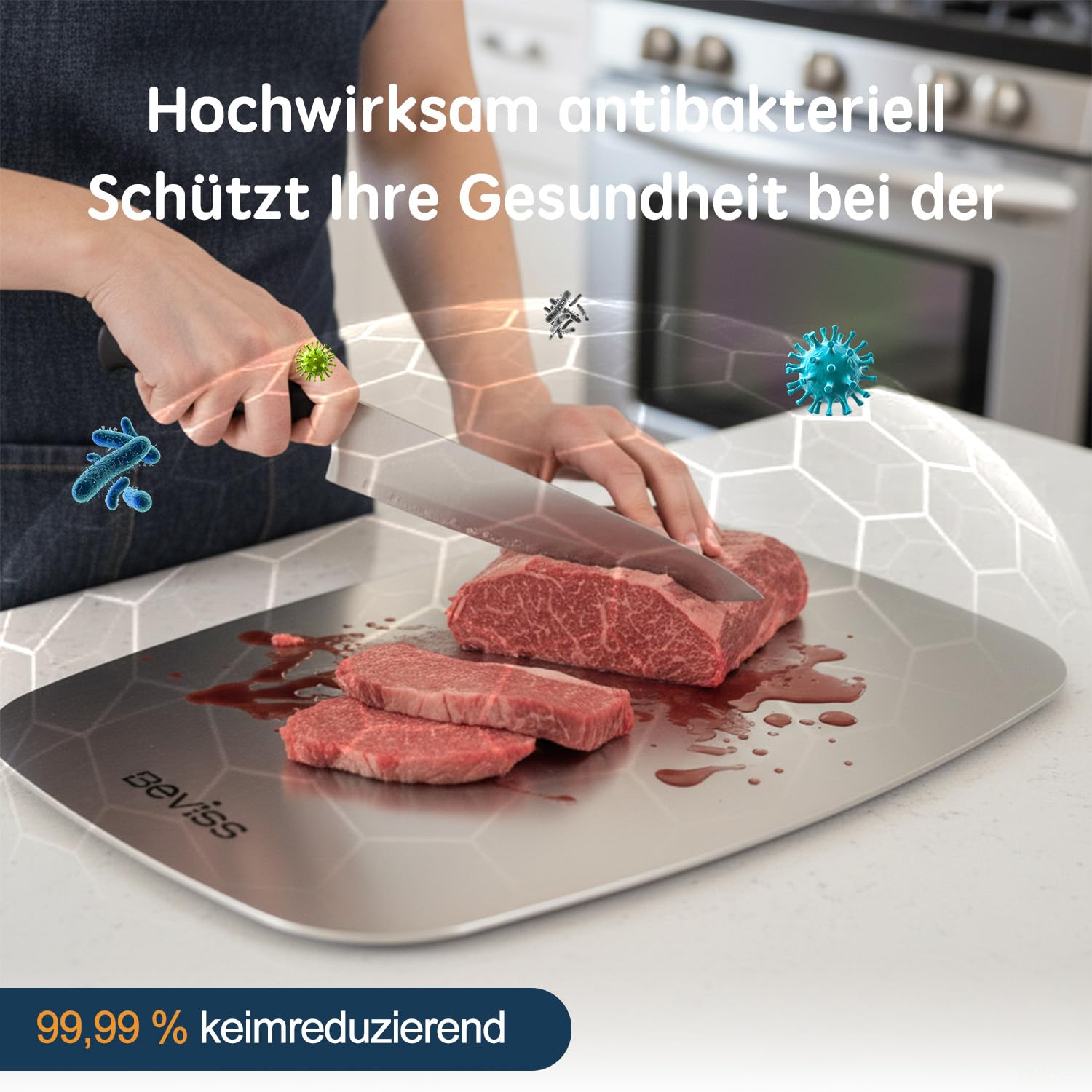 99,85% Reintitan Schneidebrett 38,1 × 27,9 cm, BPA-frei | Doppelseitig verwendbar, Spülmaschinenfest, Leicht zu reinigen, Geruchsneutral, Rostfrei