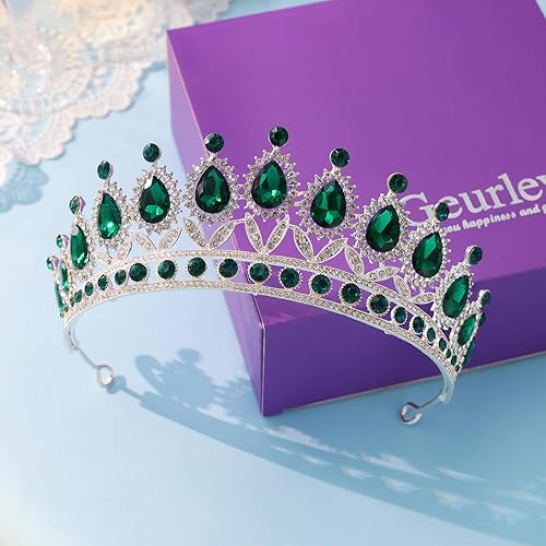 Miniatura 4 de Tiaras y coronas para mujer, collar de aretes de tiaras, conjunto de joyas de cristal para novia, fiesta de disfraces, Halloween, graduación,