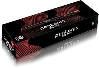 Gel Pen Box Pack | Tip Size 0.6 mm | Click Off Mechanism With Black Matte Finish Body | Quick Dry, Waterproof Ink For Smooth Writing Experience | Red Ink, Pack Of 12