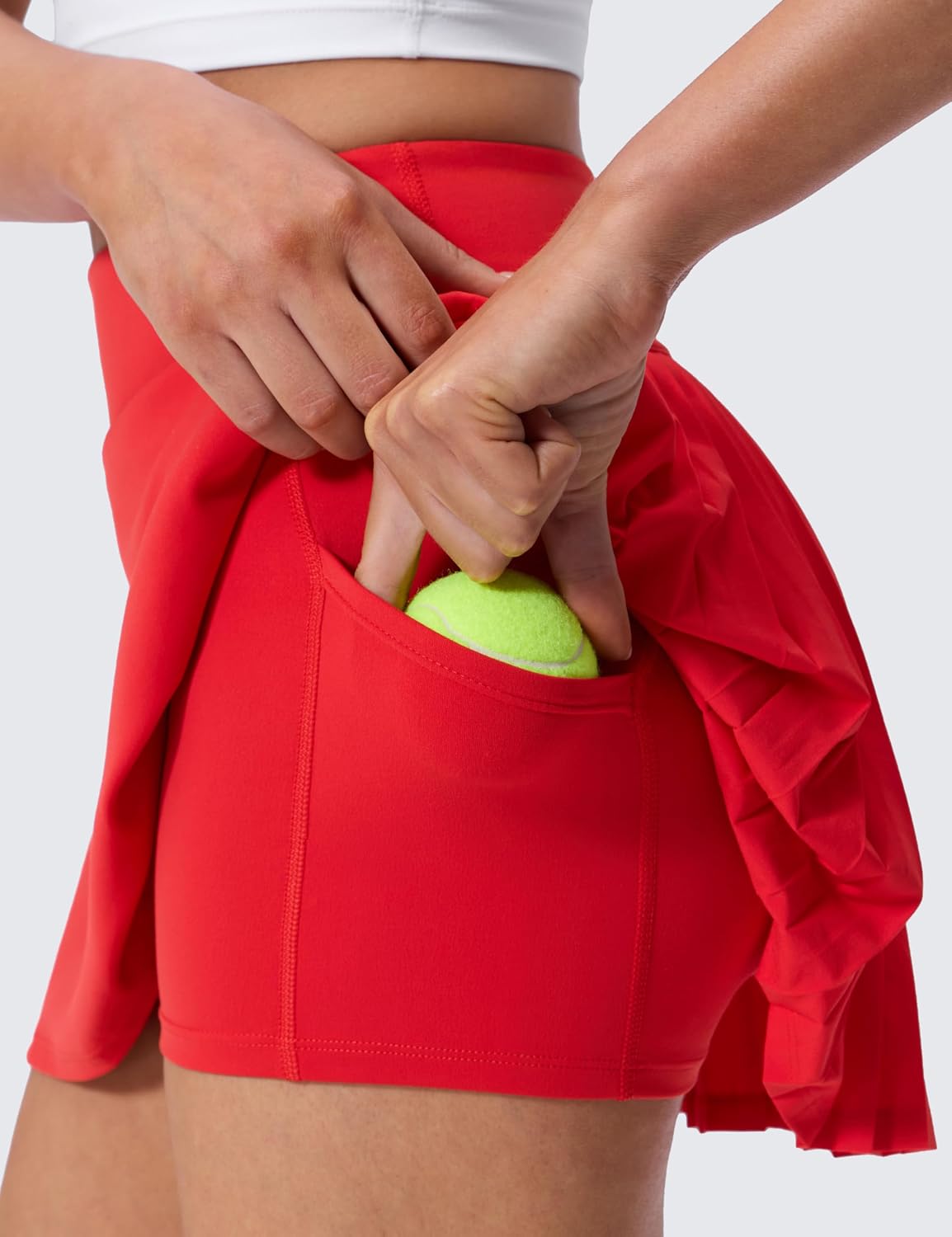 CRZ YOGA High Waisted Pleated Back Tennis Skirts for Women - A-line Front Mini Golf Casual Skort with Inner Shorts