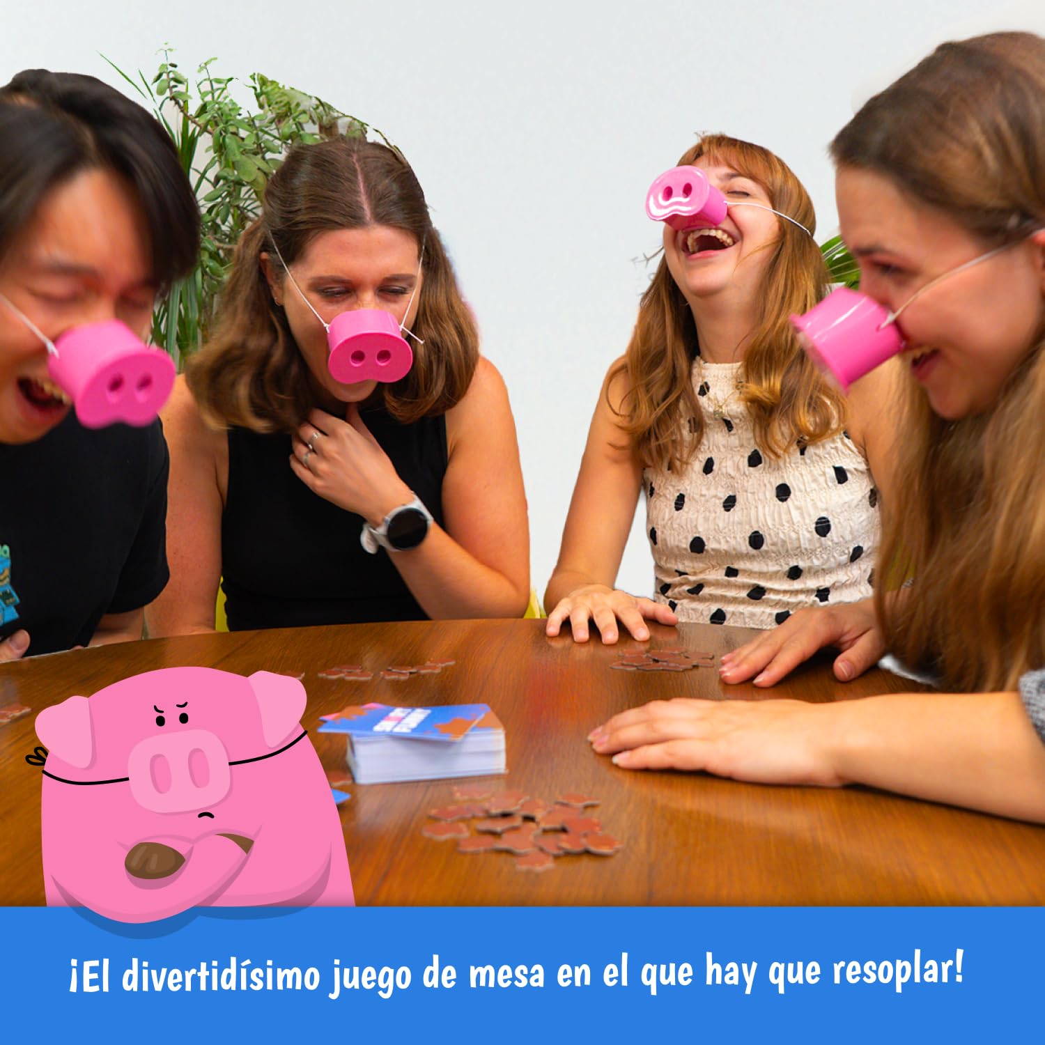 Snort Funny - Chi Ride Perde - Giochi Da Tavolo Adulti e Bambini - Con 150 Carte Sfida, 5 Musetti Di Maiale E Gettoni - Divertente Gioco Da Tavolo Per Tutta La Famiglia - Da 4-8 Giocatori - Età 8+