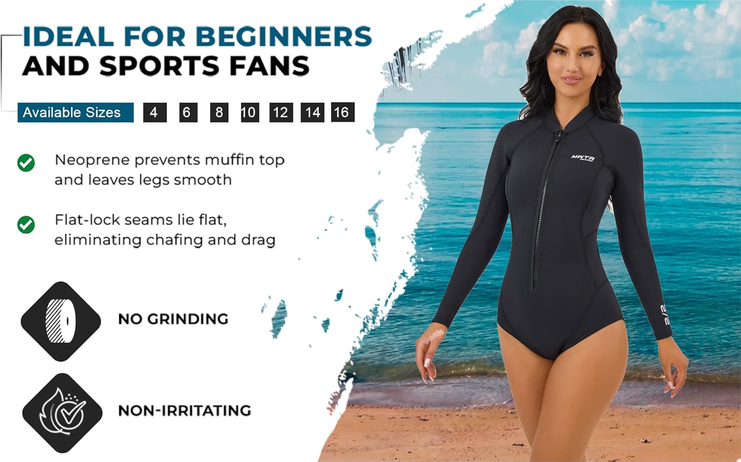 MWTA Women Shorty 2.0mm Neoprene Wetsuits Front Zipper for UV Protection Surfing Diving Snorkeling Kayaking etc Water Activities - Image 4