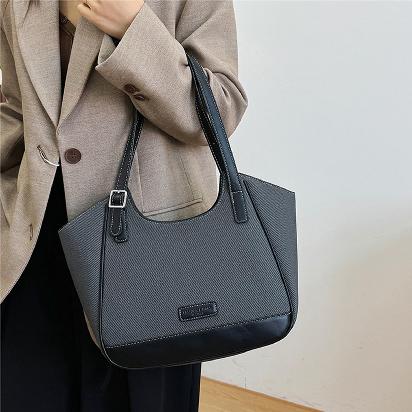 DEERWORD Donna Borse a Mano Borsa a Spalla Elegante Grandi Firmate Marca Tracolla Antifurto PU pelle 79240 1 pz Grigio