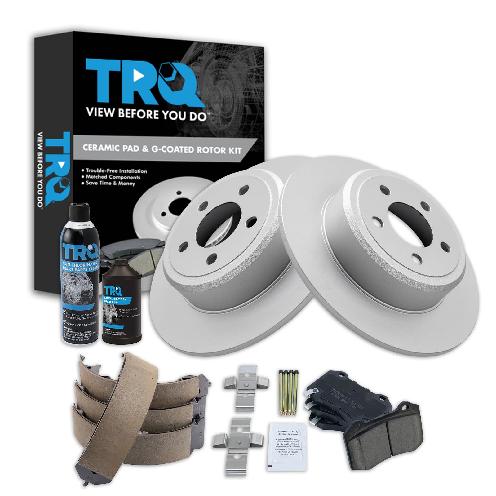 TRQ Rear Brake Pad &amp; Rotor Kit Compatible with 2005-2014 Chrysler 2006-2018 Dodge
