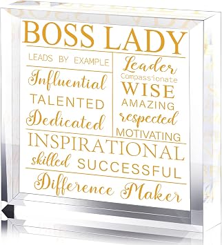 Yalikop Boss Lady Gifts for Women Desk Decor Sign,Classic Style,Gold