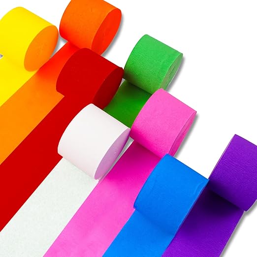 PartyWoo Crepe Paper Streamers 8 Rolls 656ft, Pack of Rainbow Color Party Streamers for Party Decorations, Birthday Decorations, Wedding Decorations (1.8 Inch x 82 Ft/Roll)