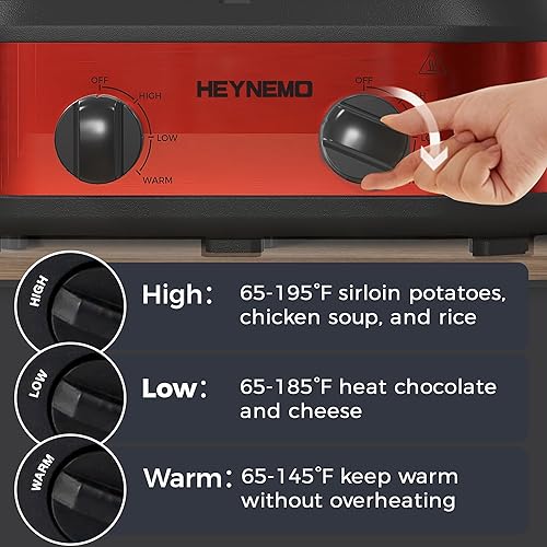 Miniatura 9 de Olla de cocción lenta doble, calentador de alimentos para bufé, 2 ollas de cocción lenta doble pequeña de 1.25 cuartos de galón con olla de