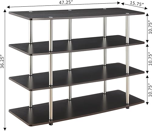 Miniatura 3 de Convenience Concepts Designs2Go No Tools XL Highboy Centro de entretenimiento de 4 niveles de 55 pulgadas, consola de TV moderna con estantes para