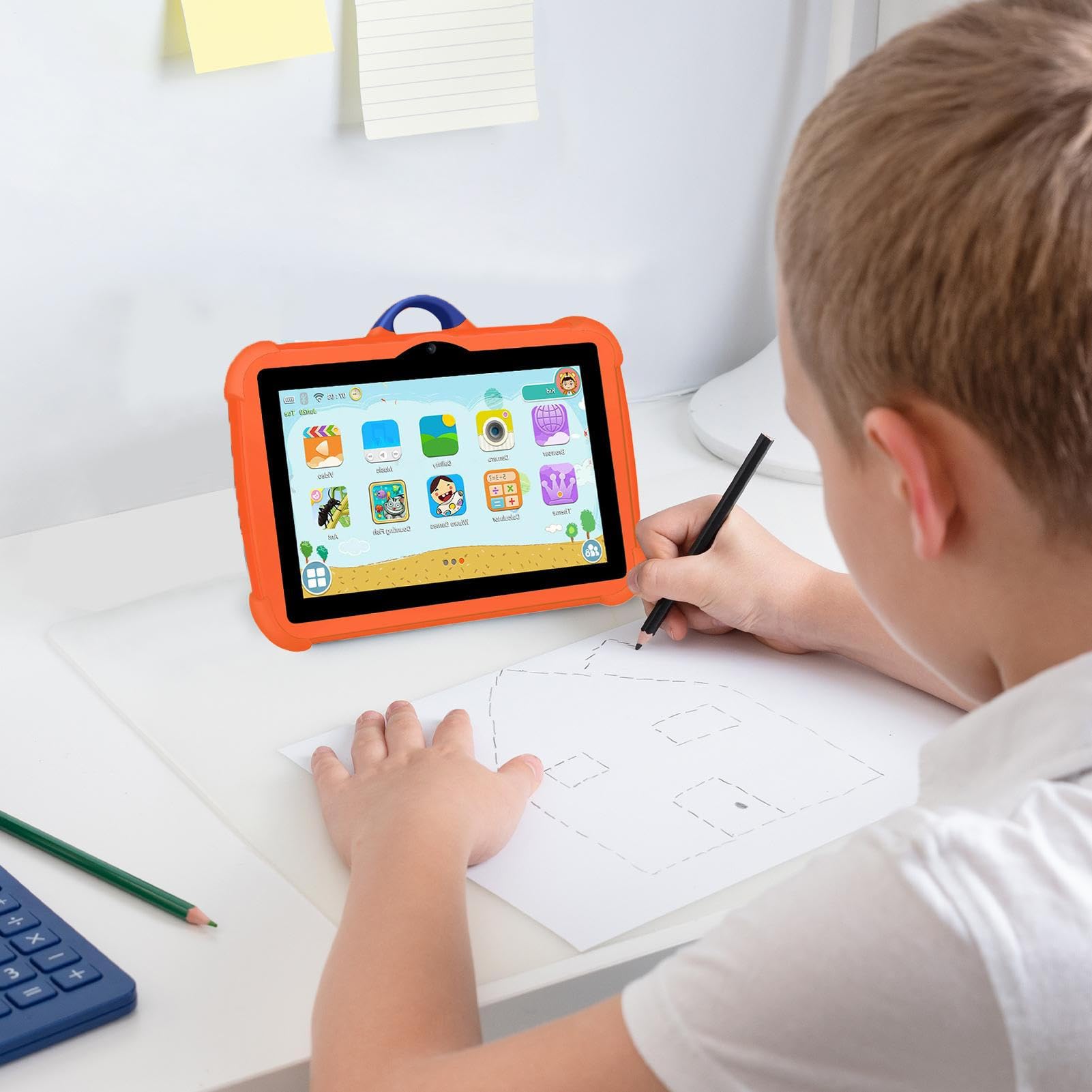 Tablet ad alta risoluzione - PC per bambini da 7 pollici 4 GB + 64 GB, computer portatile multiuso con doppia fotocamera | per film, giochi, apprendimento, studio, intrattenimento, lettura, v