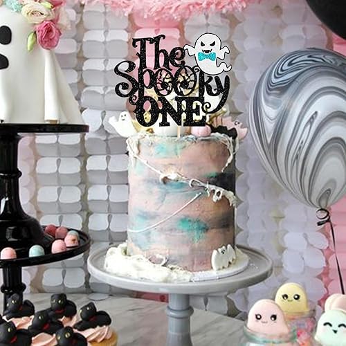 Vista 115 de Rsstarxi 1 paquete de decoración espeluznante para tartas, fantasma, murciélago, araña, decoración de Halloween y primer cumpleaños Diseño 4