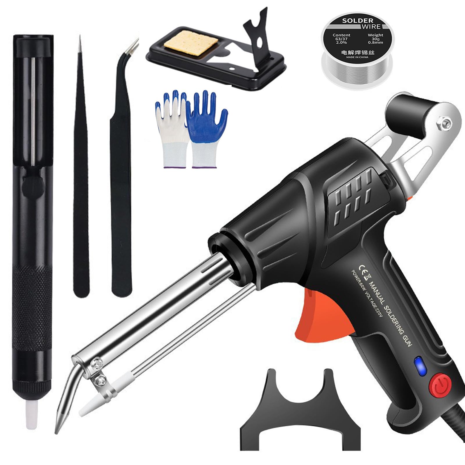 Internally Heated Industrial Laser Welding Tools, Multi-Function Manual Soldering Gun Set, Handheld Automatic Corded Industrial Laser Soldering Iron for Home DIY (Black,5pcs Set)